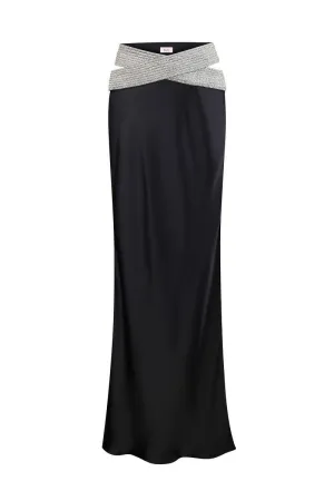 BLACK ETERNITY EMBELLISHED MAXI SKIRT