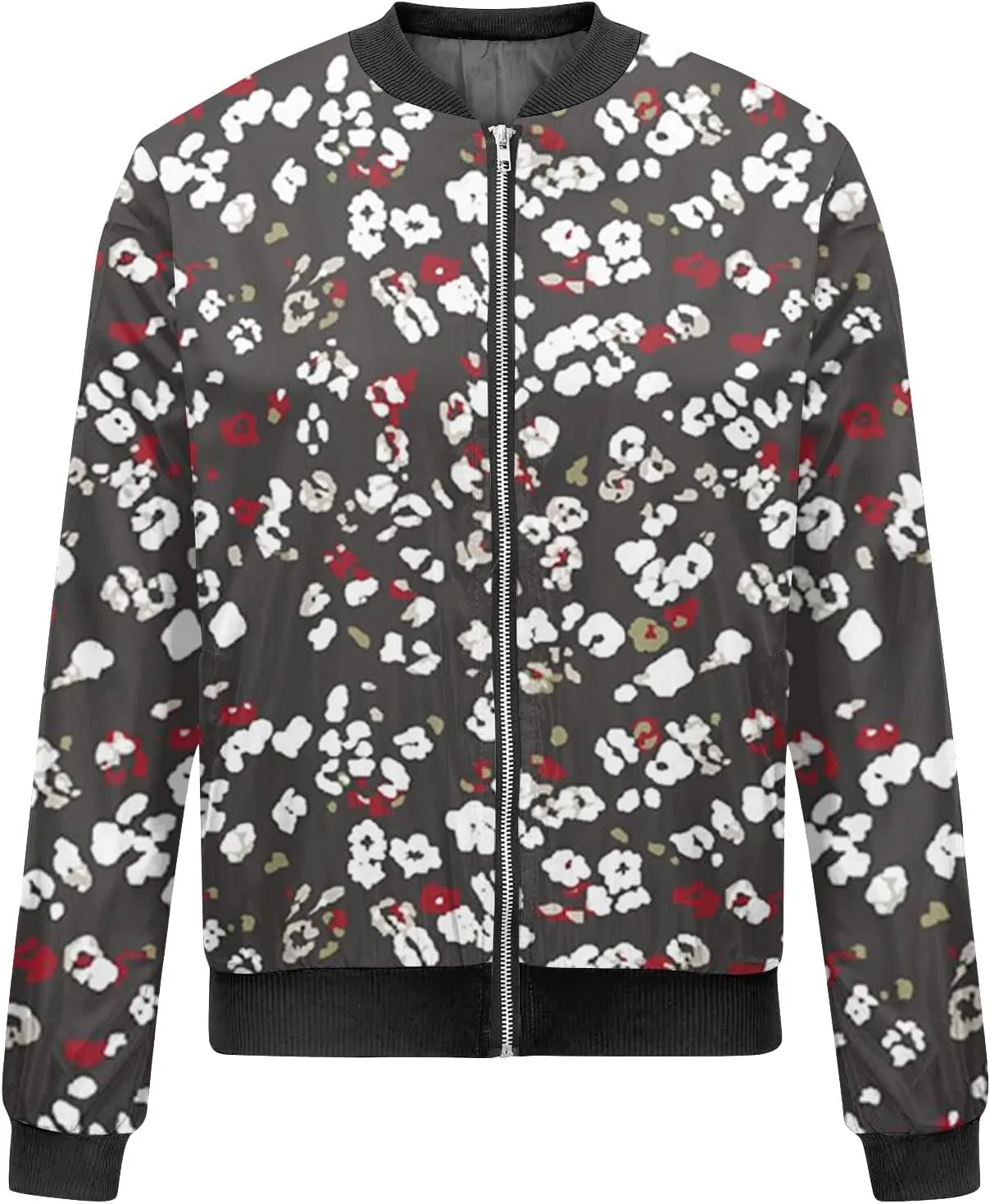 Bomber Jacket Gifts for Women Fashion Floral Pattern Coat Lightweight Zip Up Outwears Fall Winter Heated Jacket
