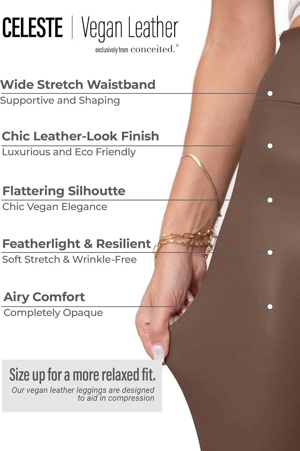 Conceited Leggings for Women in Luxe Velvet or Vegan Faux Leather - Available in Regular and Plus Size