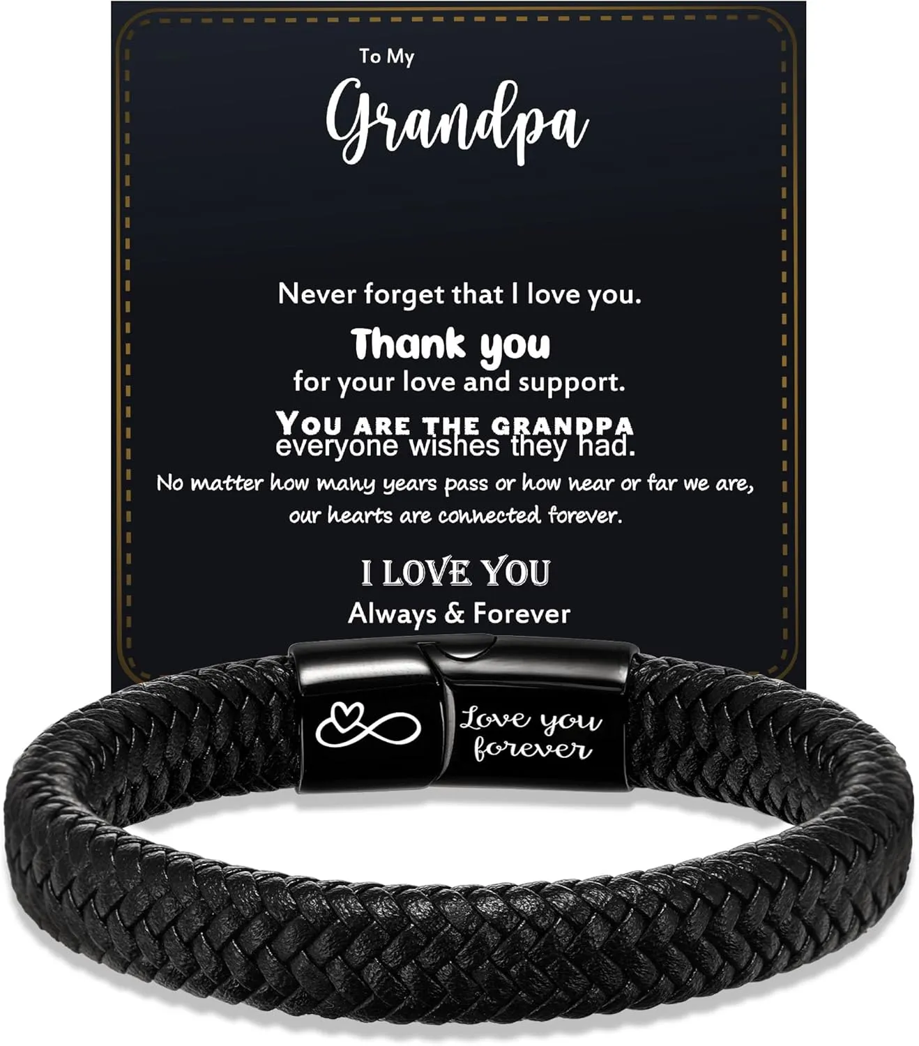 Dad Gifts for Fathers Day Mens Leather Bracelet I Love You Gifts for Him Men Bracelet Anniversary Birthday Gift for Dad 2025 Graduation Gift for Him Husband Boyfriend Son Godson Infinity Jewelry