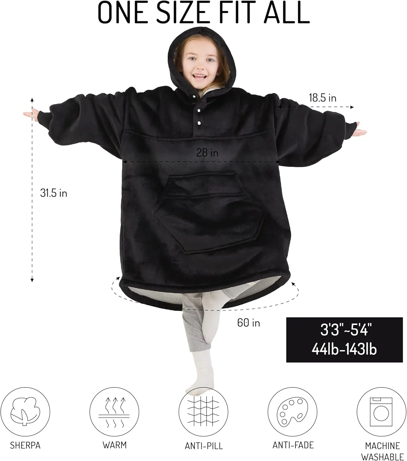 Degrees of Comfort Wearable Blanket Hoodie for Adults Women & Men - Cozy Warm, One Size Fits All