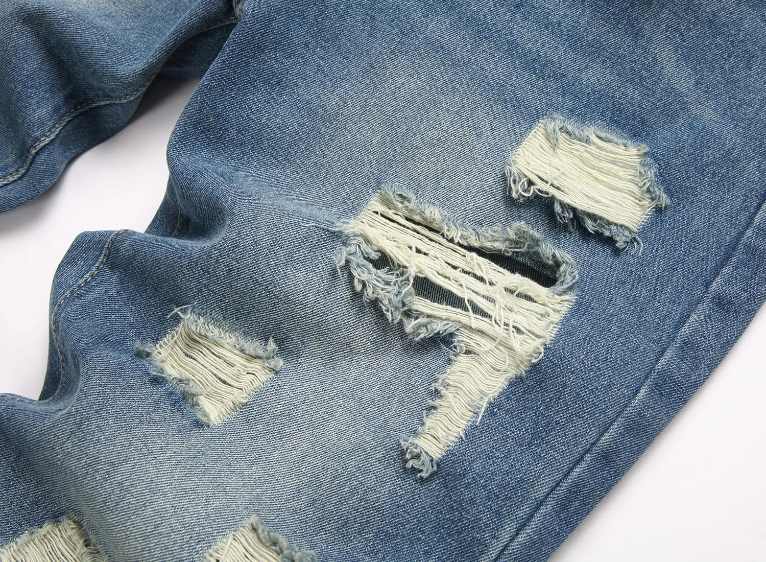 FREDD MARSHALL Ripped Jeans Men,Jeans for Mens,Slim Fit Distressed Straight Leg Fashion Washed Pants