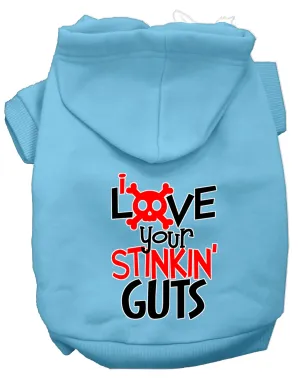 Love Your Stinkin Guts Screen Print Dog Hoodie Baby Blue M