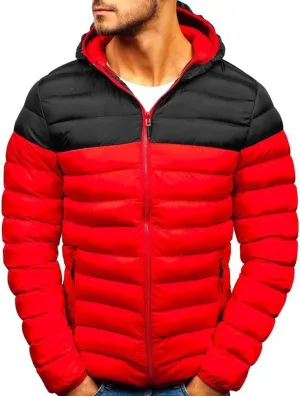 Mens Color Block Puffer Jacket Lightweight Packable Down Coat Zip up Quilted Jacket Padded Insulated Coat Winter Coats
