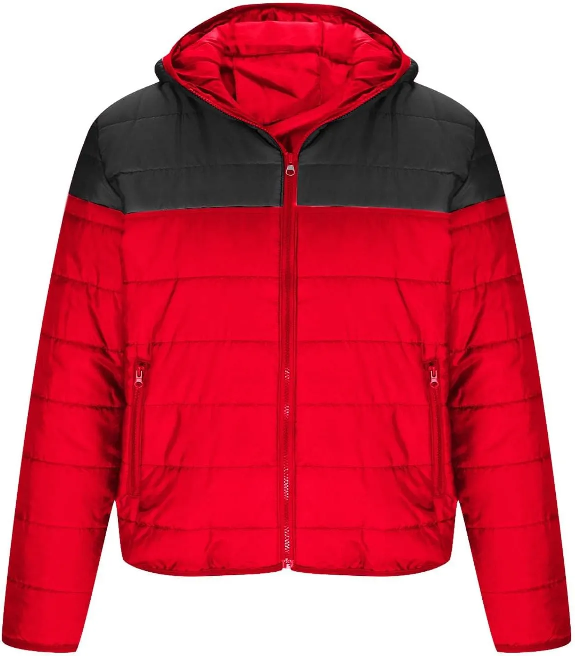 Mens Color Block Puffer Jacket Lightweight Packable Down Coat Zip up Quilted Jacket Padded Insulated Coat Winter Coats