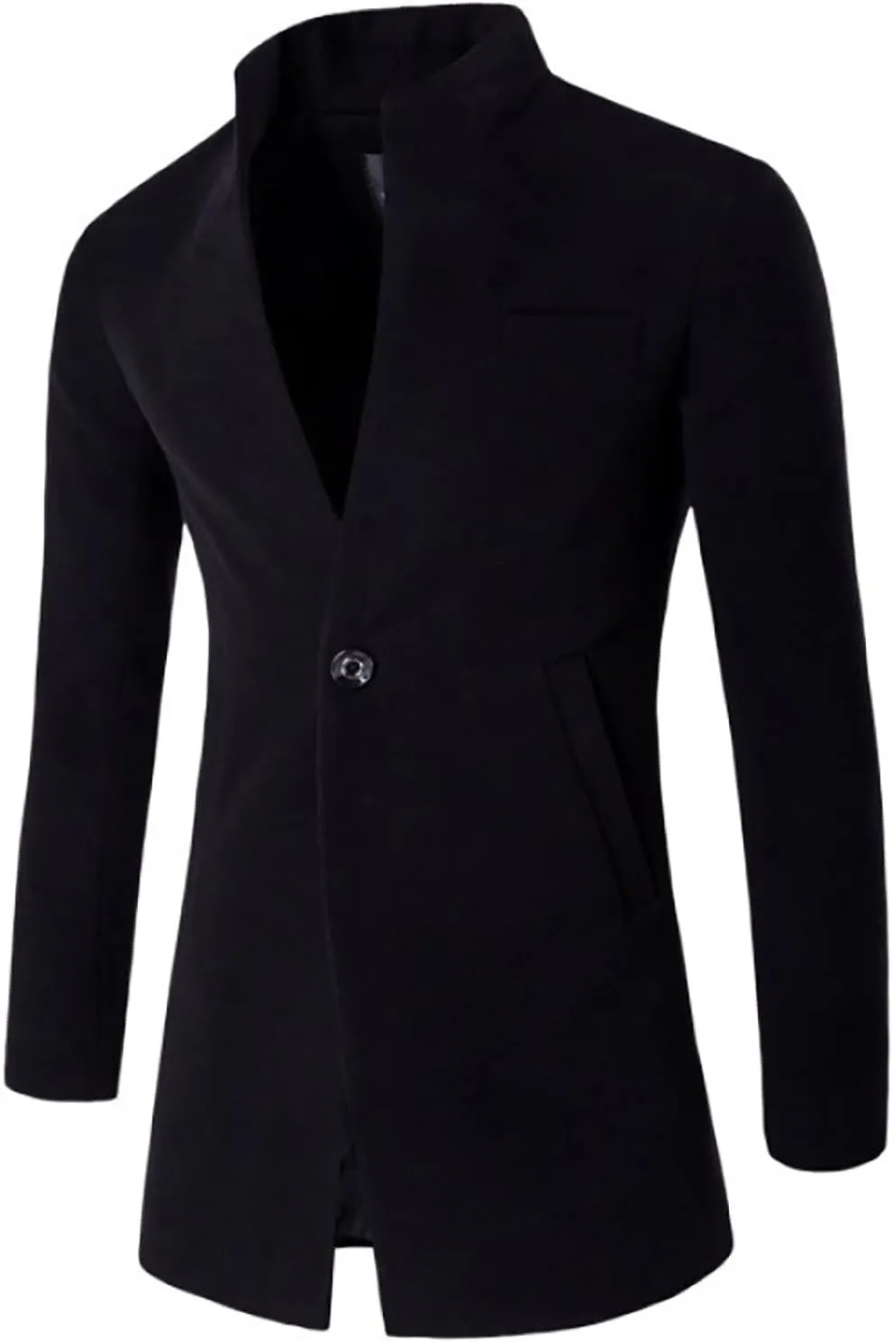 Mens Trench Coat Slim Fit Notched Collar Blazers Winter Suit Jacktet Woolen Single Breasted Pea Coat Warm Soft Overcoat