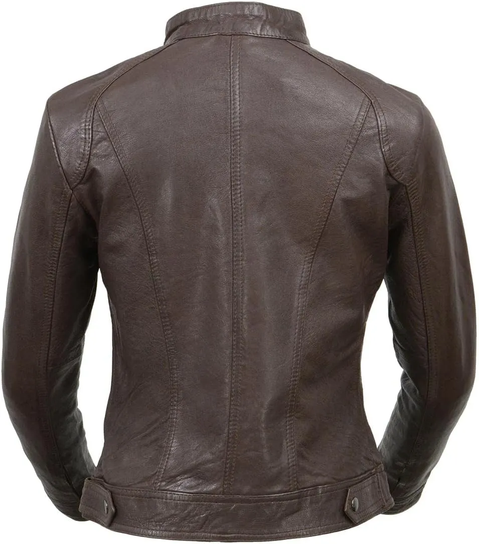 Milwaukee Leather Vintage SFL2811 Women's Black Zipper Front Motorcycle Casual Fashion Leather Jacket