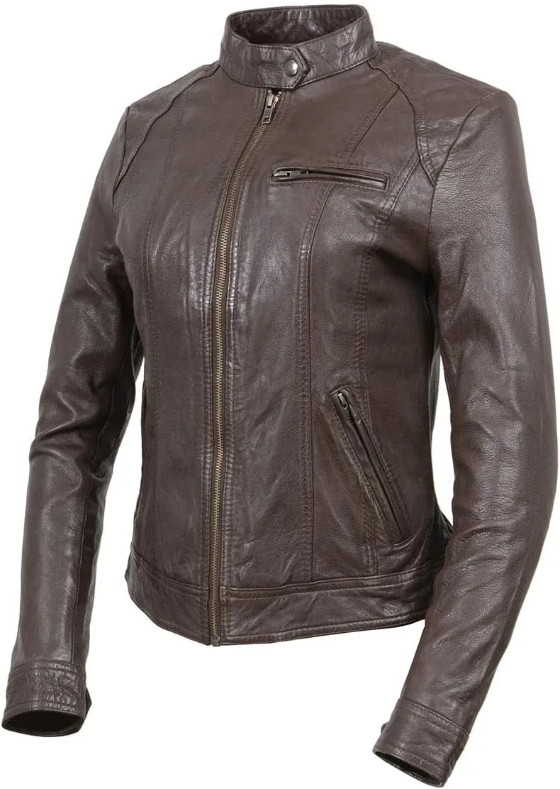 Milwaukee Leather Vintage SFL2811 Women's Black Zipper Front Motorcycle Casual Fashion Leather Jacket