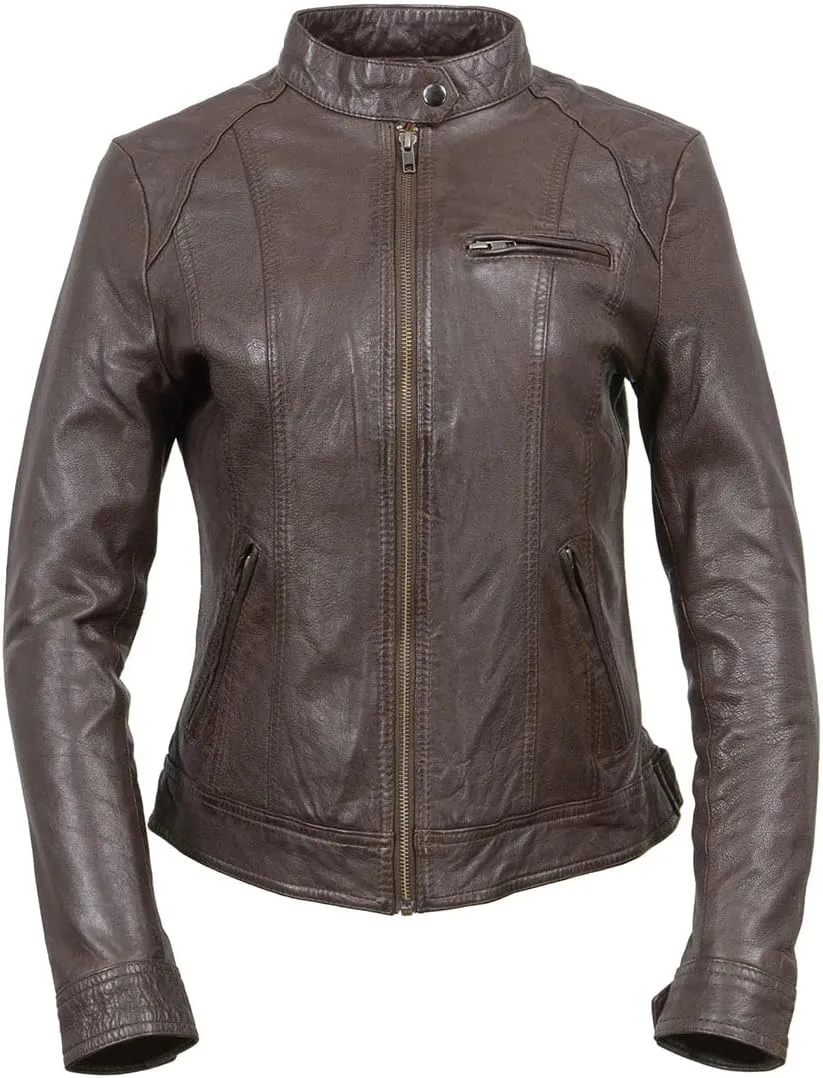 Milwaukee Leather Vintage SFL2811 Women's Black Zipper Front Motorcycle Casual Fashion Leather Jacket