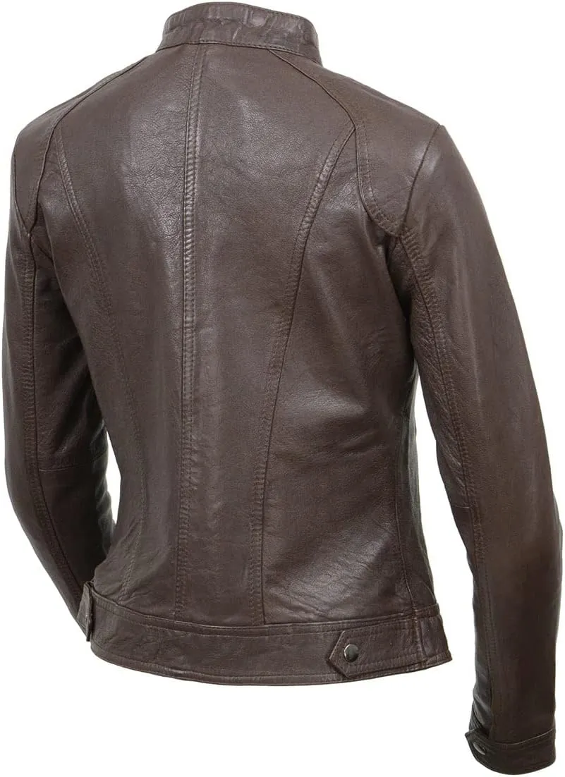 Milwaukee Leather Vintage SFL2811 Women's Black Zipper Front Motorcycle Casual Fashion Leather Jacket