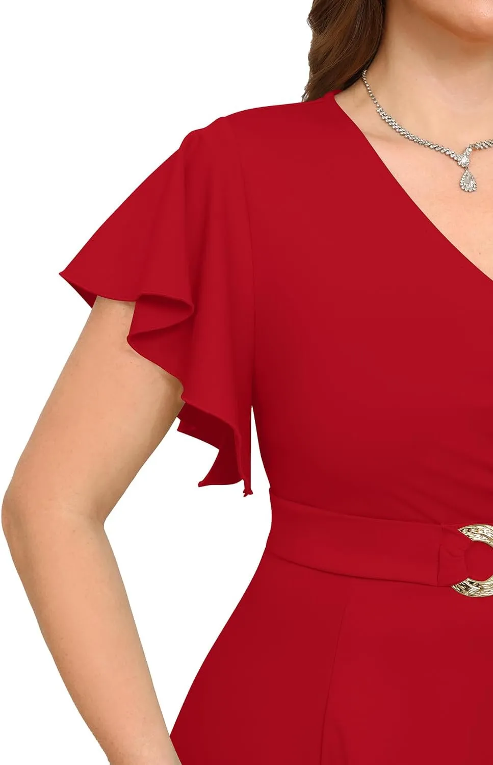 Pinup Fashion Women Plus Size Dresses for Wedding Guest - Cocktail Semi Formal A-Line Midi Dress with Pockets