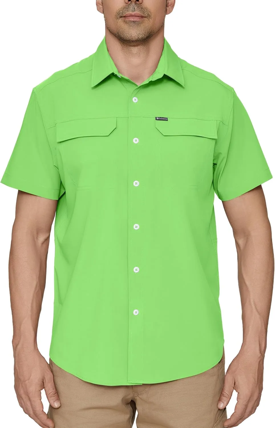 PIQIDIG Men's UPF 50  Sun Protection Shirt Short Sleeve Hiking Fishing Shirt Quick Dry for Safari Travel Button Down Shirts