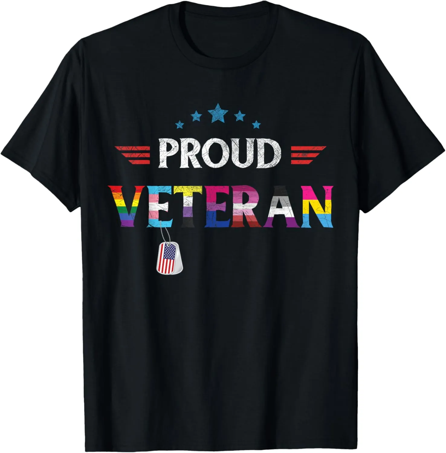 Proud Veteran LGBTQ Rainbow Flag Gay Pride Trans US Army T-Shirt