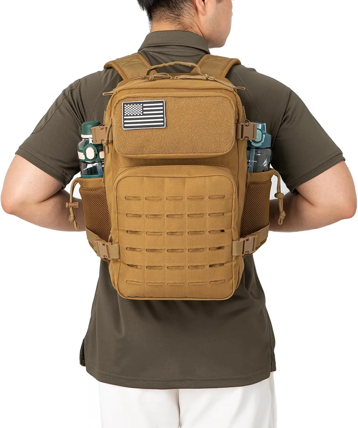 QT&QY 25L/35L/45L Military Tactical Backpack For Men Molle Daypack 3 Day Bug Out Bag Hiking Rucksack With Bottle Holder