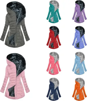 Women'S Long Jacket Fleece Zip Up Jacket Quilted Puffer Hooded Coat With Pockets Sherpa Lined Jacket Parkas Coat